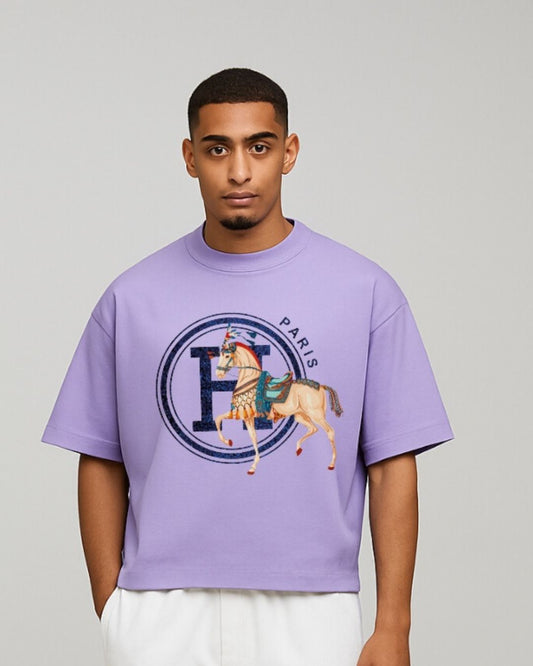MEN'S PARIS HORSE OVERSIZED TSHIRT (PURPLE)