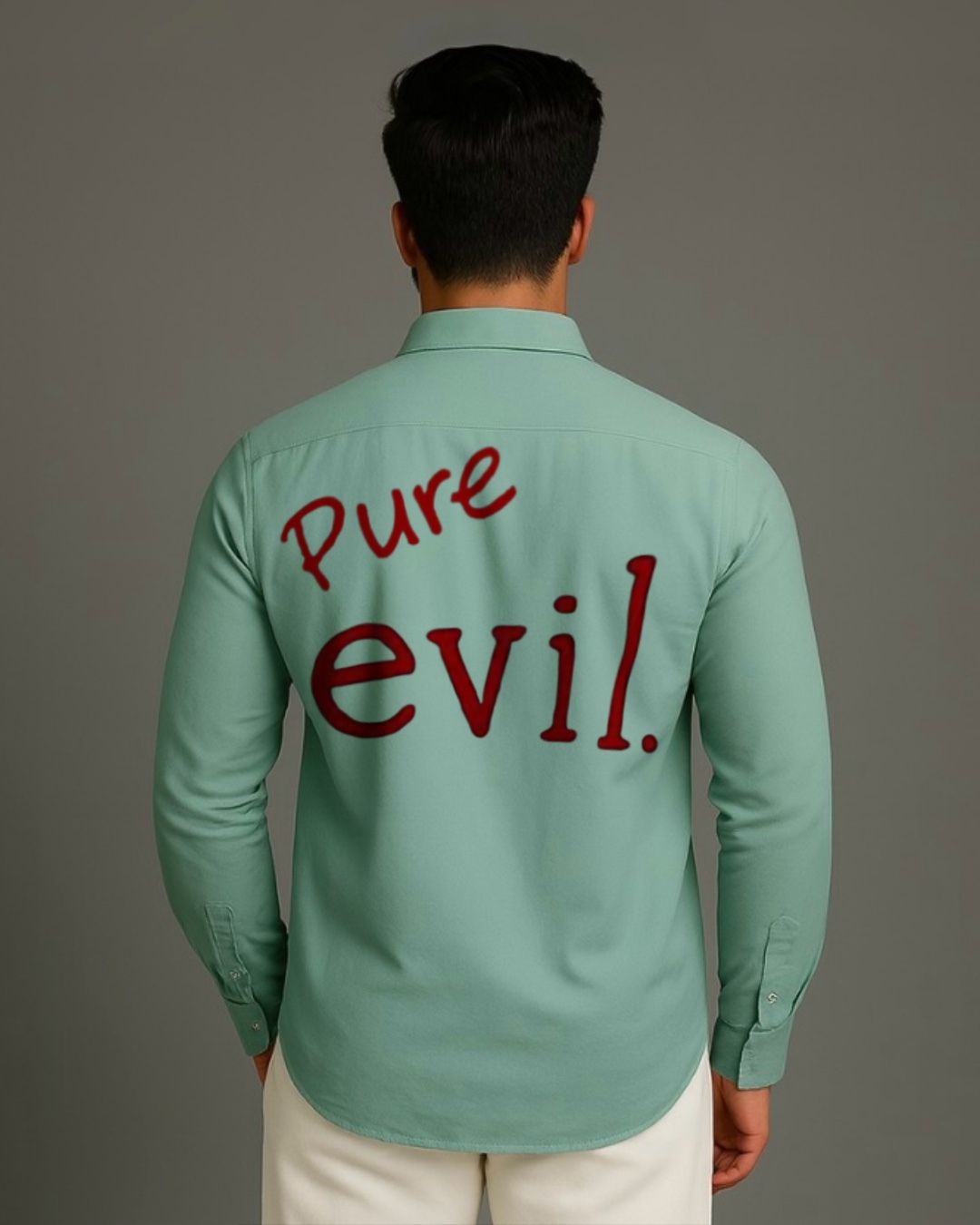 MEN'S PURE EVIL FULL SLEEVE  GREEN SHIRT