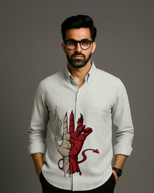 MEN'S PURE EVIL FULL SLEEVE  STRIPE SHIRT