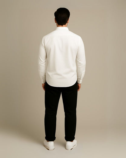 MEN'S REGAL CHEETAH FULL SLEEVE WHITE SHIRT