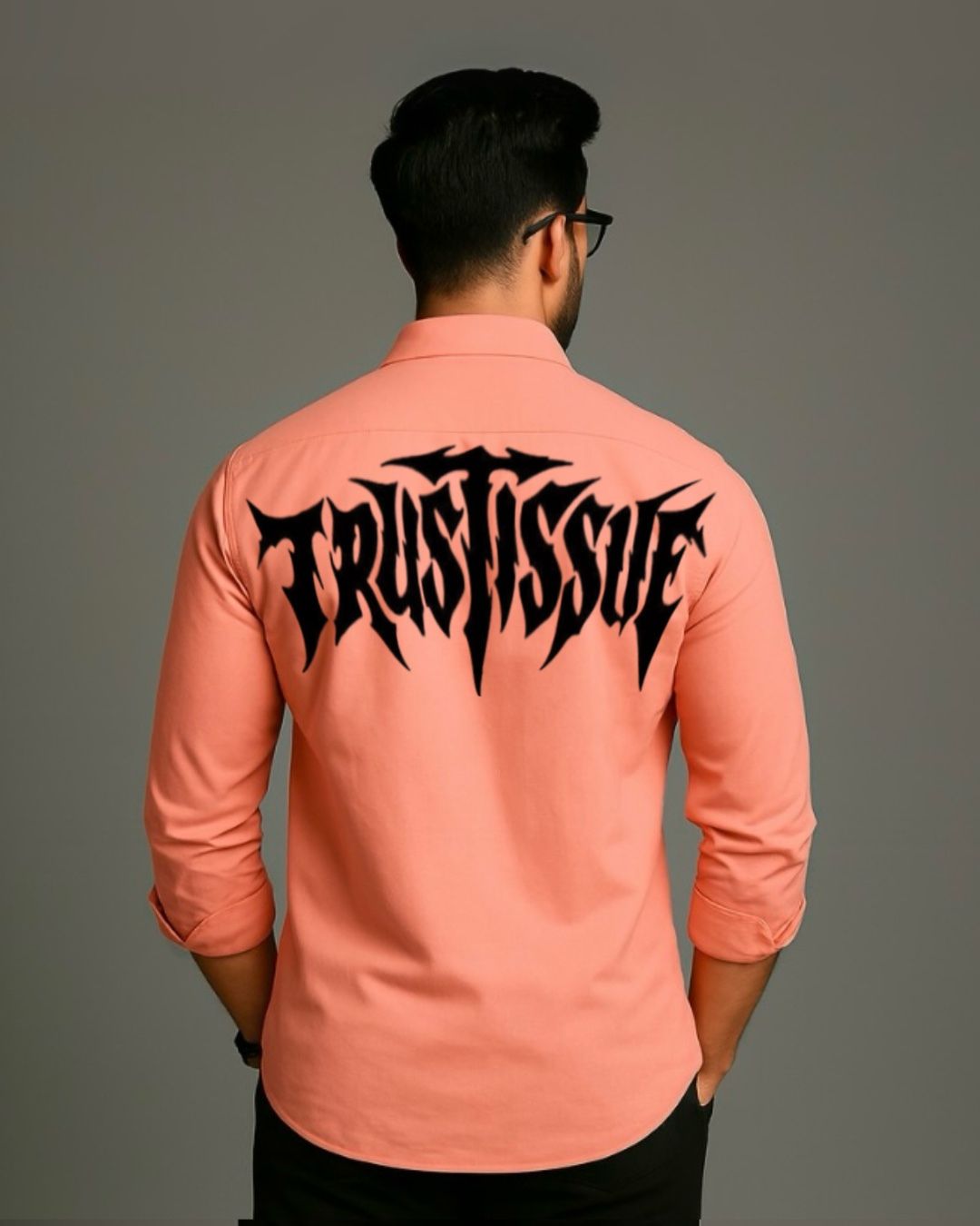 MEN'S RULE BREAKER FULL SLEEVE  PEACH SHIRT