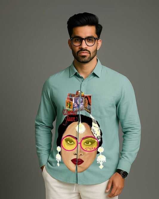 MEN'S UMRAO JAAN  FULL SLEEVE GREEN SHIRT