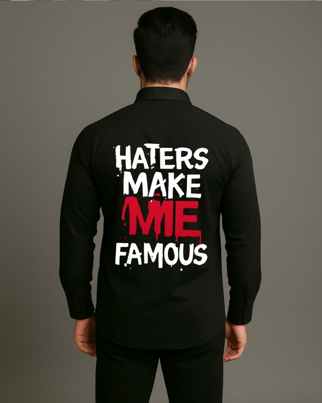 MEN'S ALL EYES ON ME FULL SLEEVE BLACK SHIRT