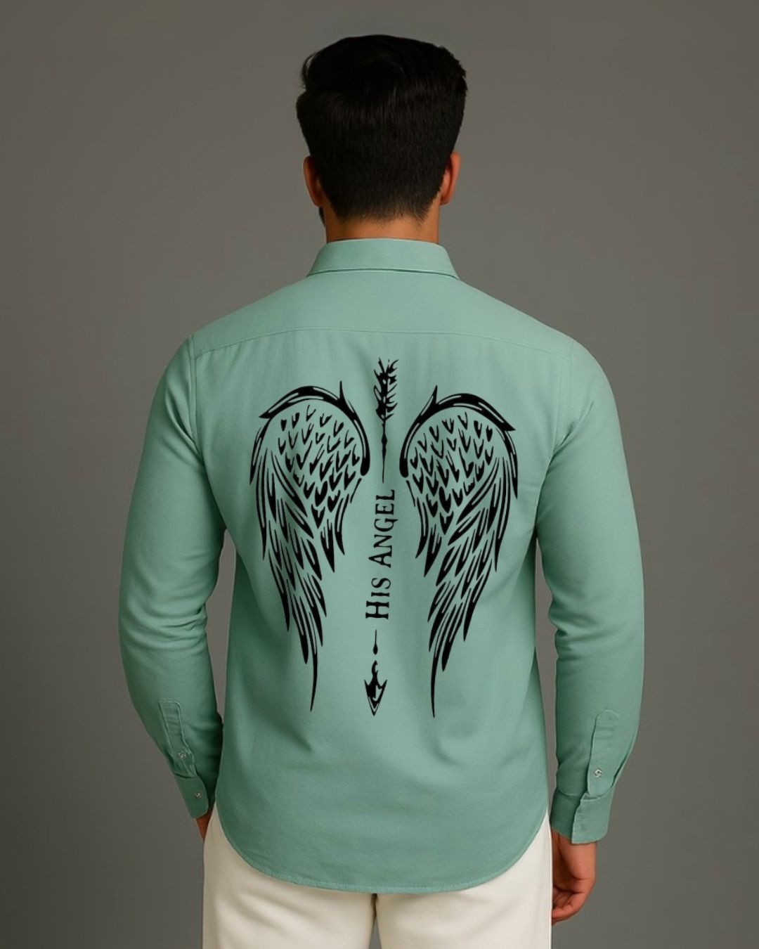 MEN'S ANGEL EYE  FULL SLEEVE  GREEN SHIRT