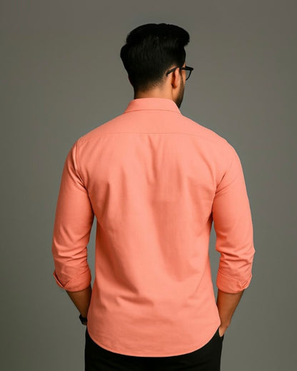 MEN'S ROAR CRUNCHY FULL SLEEVE  PEACH SHIRT