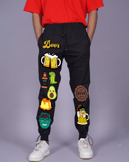 Men Black Adjustable Cargo Pants for Foodies