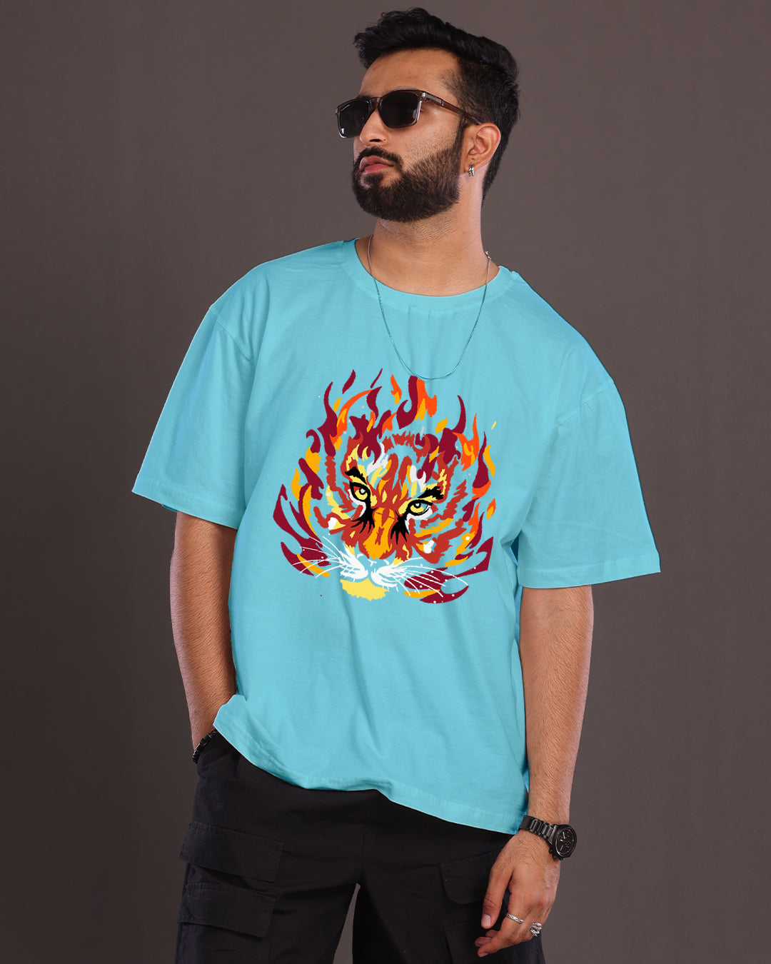 Blue Tiger Blaze: Men's Oversized Male oversized t shirt