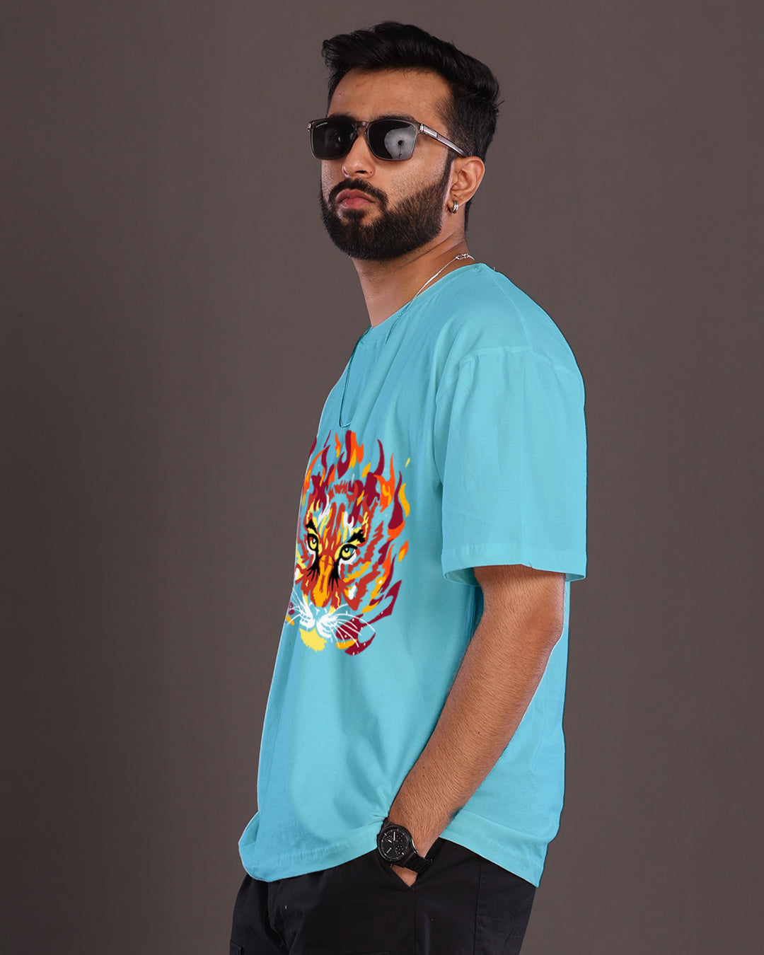 Blue Tiger Blaze: Men's Oversized Male oversized t shirt