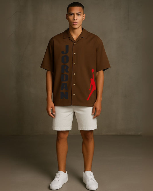 Uphand basketball  half sleeve shirt with shorts cordset (brown and white )(*)
