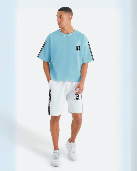 Men Paris Ultrasoft Shorts CordSet(blue and white)(*)