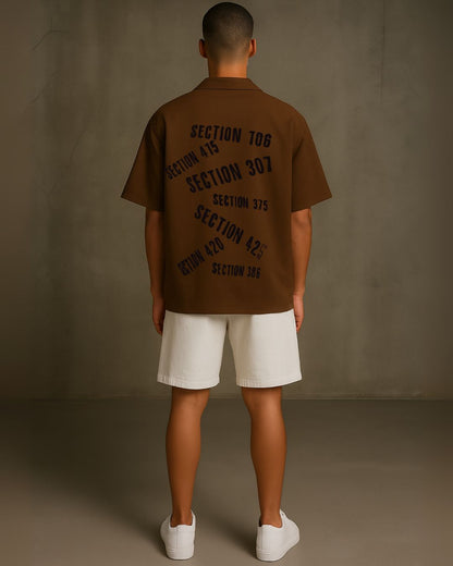 Tamancha half sleeve shirt with shorts cordset (brown and white )(*)