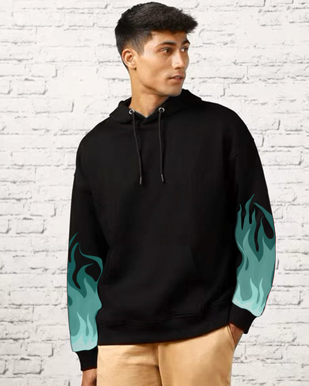 Men's Oversized Hoodie - Turtle Flames