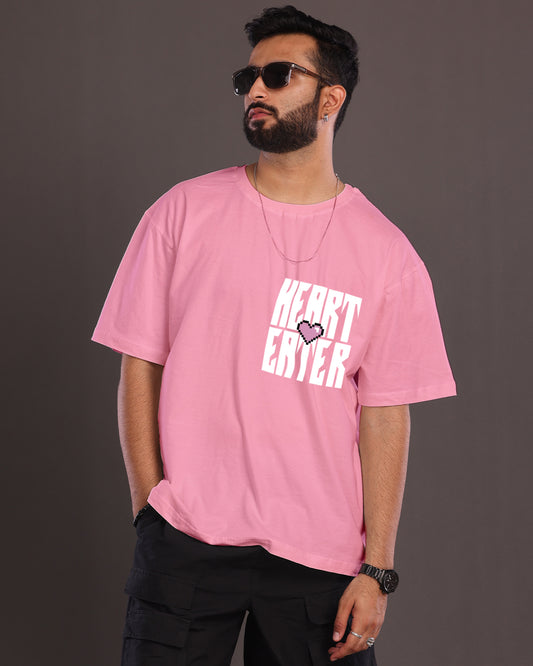 Stand Out in Style: Men's Pink Oversized Tee - Heart Eater Collection