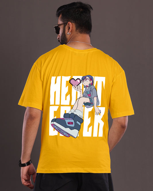 Men's Yellow Oversized Tshirt - Heart Eater