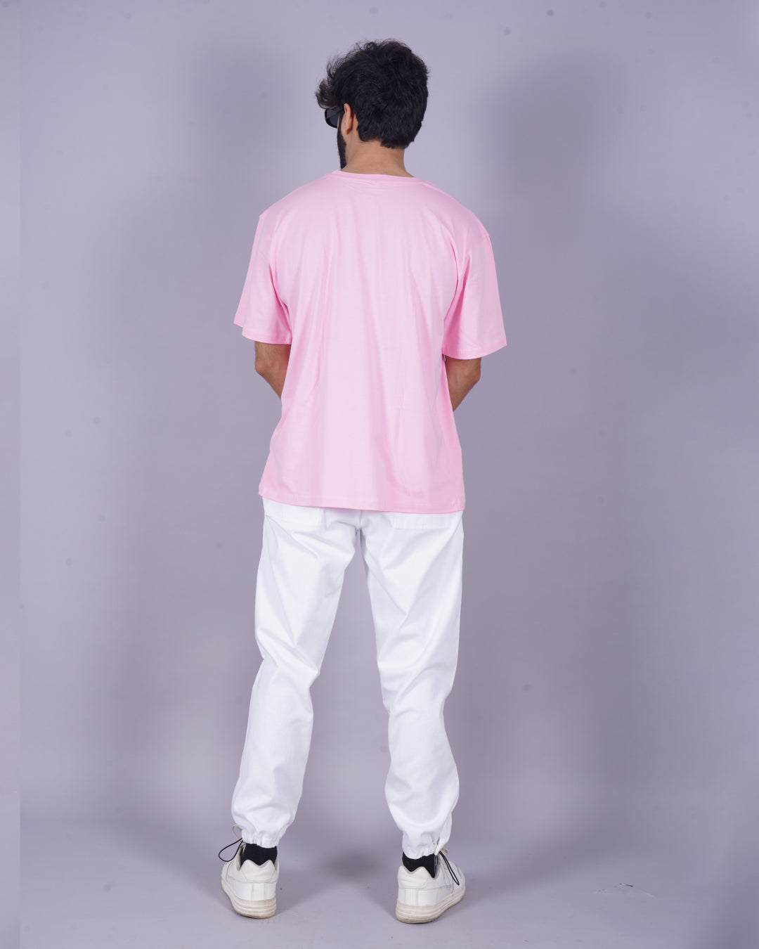 Men's Co Ord Set Oversized in Pink and White with Gear 5