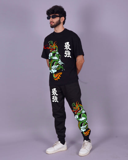 Men's Chinese Dragon Two Piece Set in Black