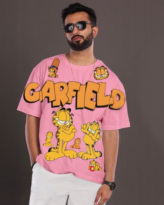 Men's Garfield Pink Oversized T-Shirt