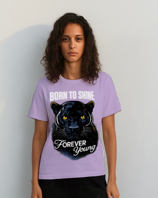 WOMEN'S BORN TO SHINE T-SHIRT (PURPLE )