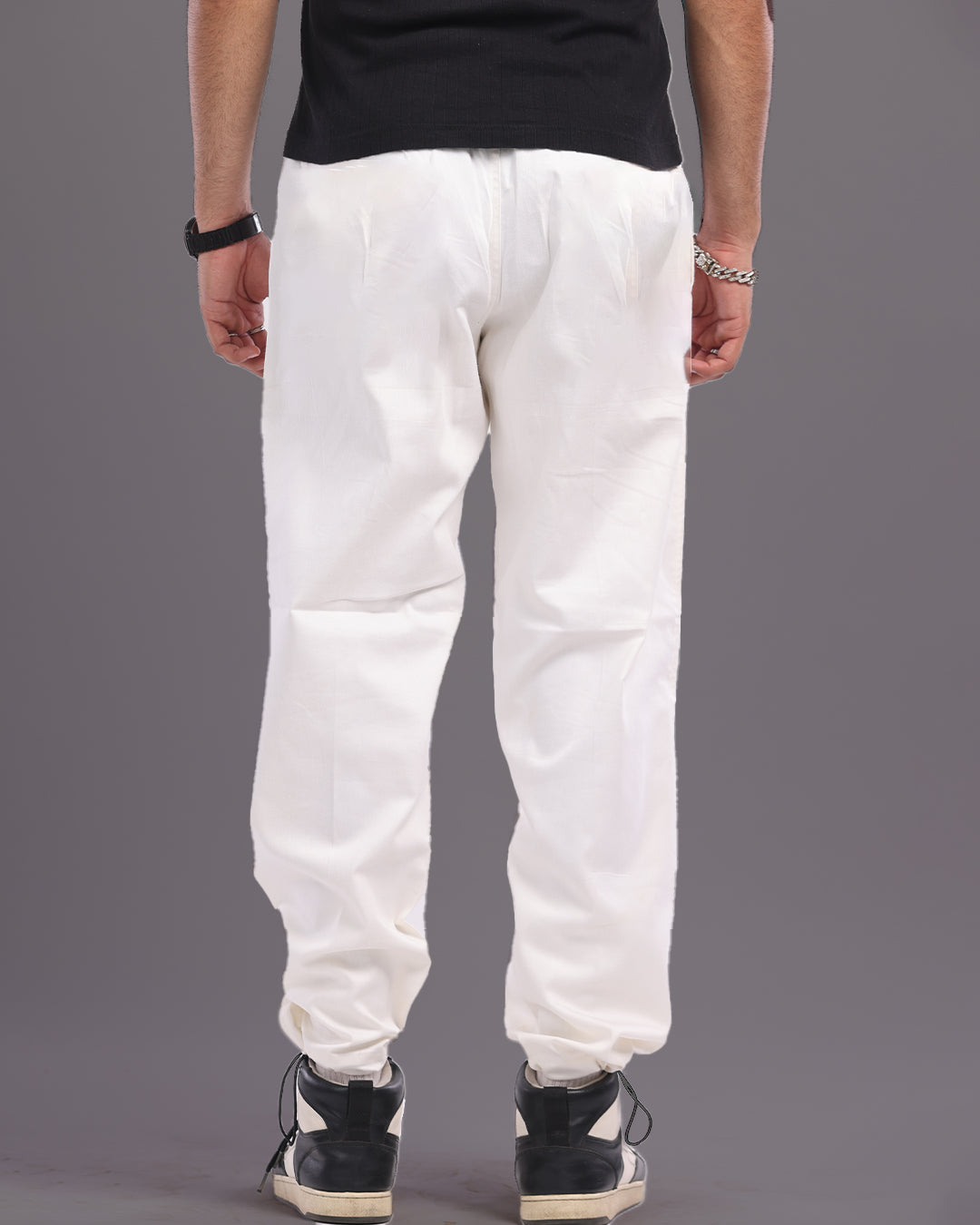 Mens White Cotton pant - Swag