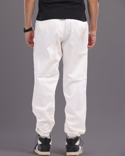 Men's Lion Accent White Cargo Parachute Pants