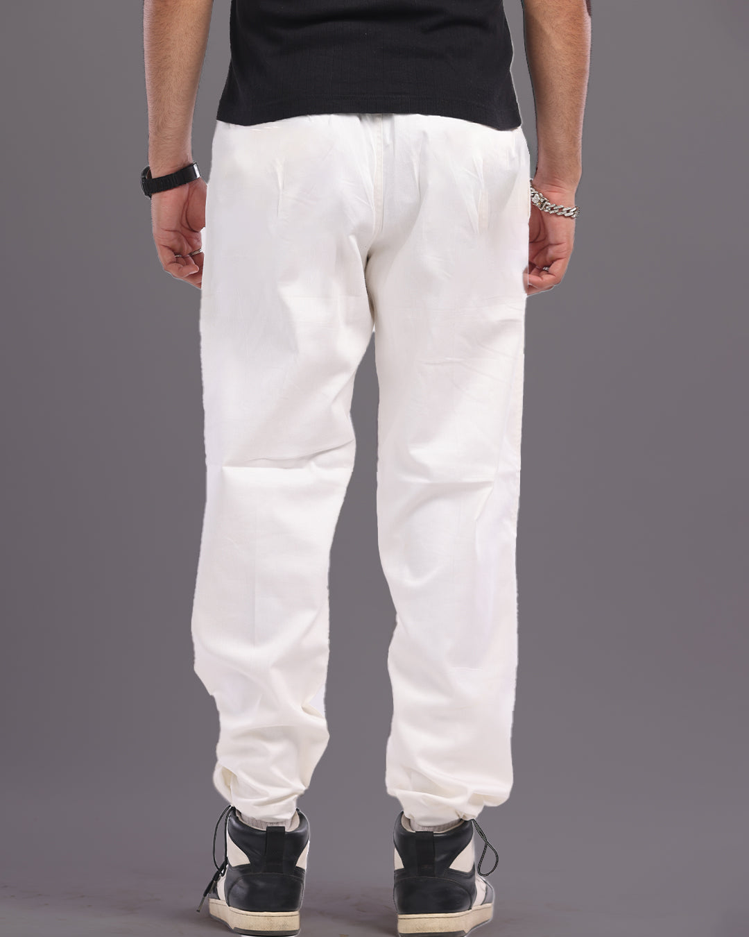 Retro-Inspired Men's White Cargo Adjustable Pant
