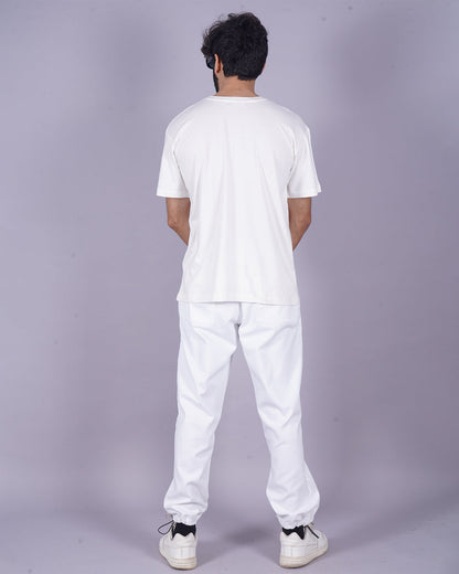 Men's Two Piece Beerfood Oversized Co-ord Set in White