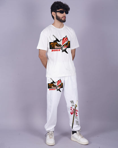 Sleek Style: Men's Oversized White Bankai Co Ord Sets