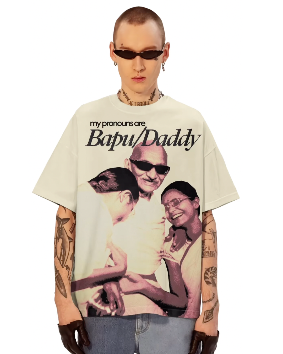 Bapu daddy  unisex Oversized Tee - white
