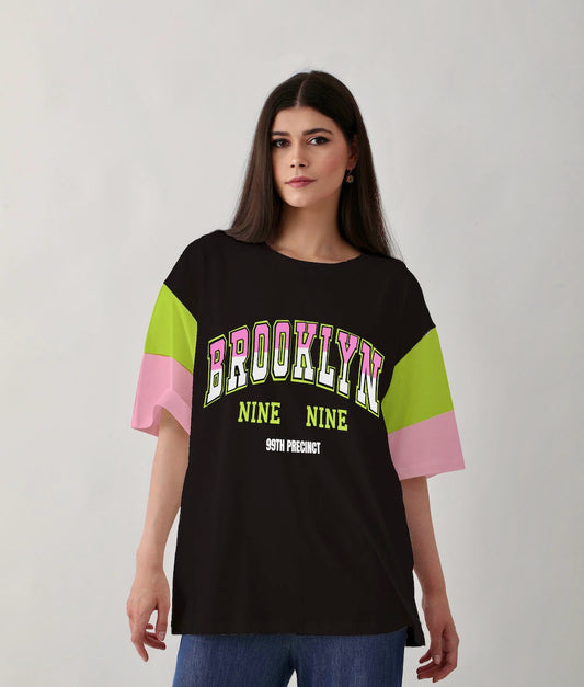 Brooklyn Nine-Nine - Triple Colour Sleeves black Oversized Fit Tee