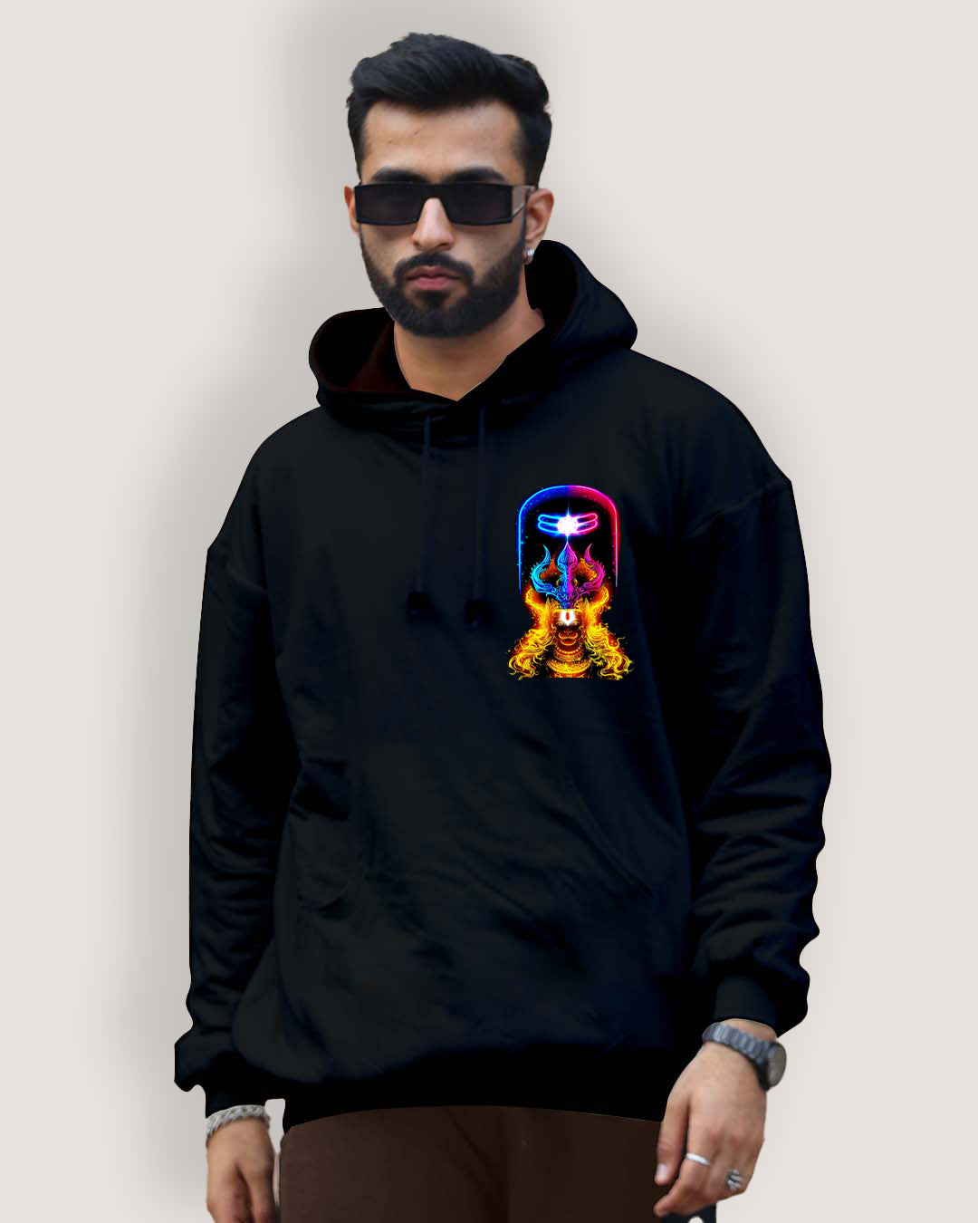 Men's Oversized Hoodie - Shiv Trishul