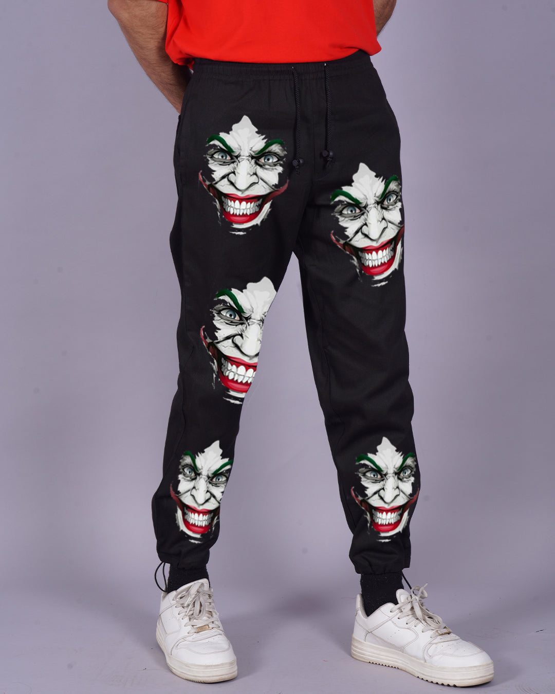 Men's Black Cargo Adjustable Pants - Joker Print