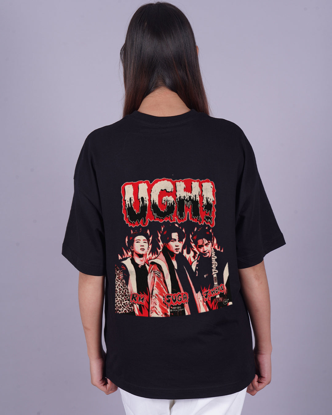 Pair of Baggy Women's BTS Oversized T-Shirts: 'UGH!' & 'AugustD'