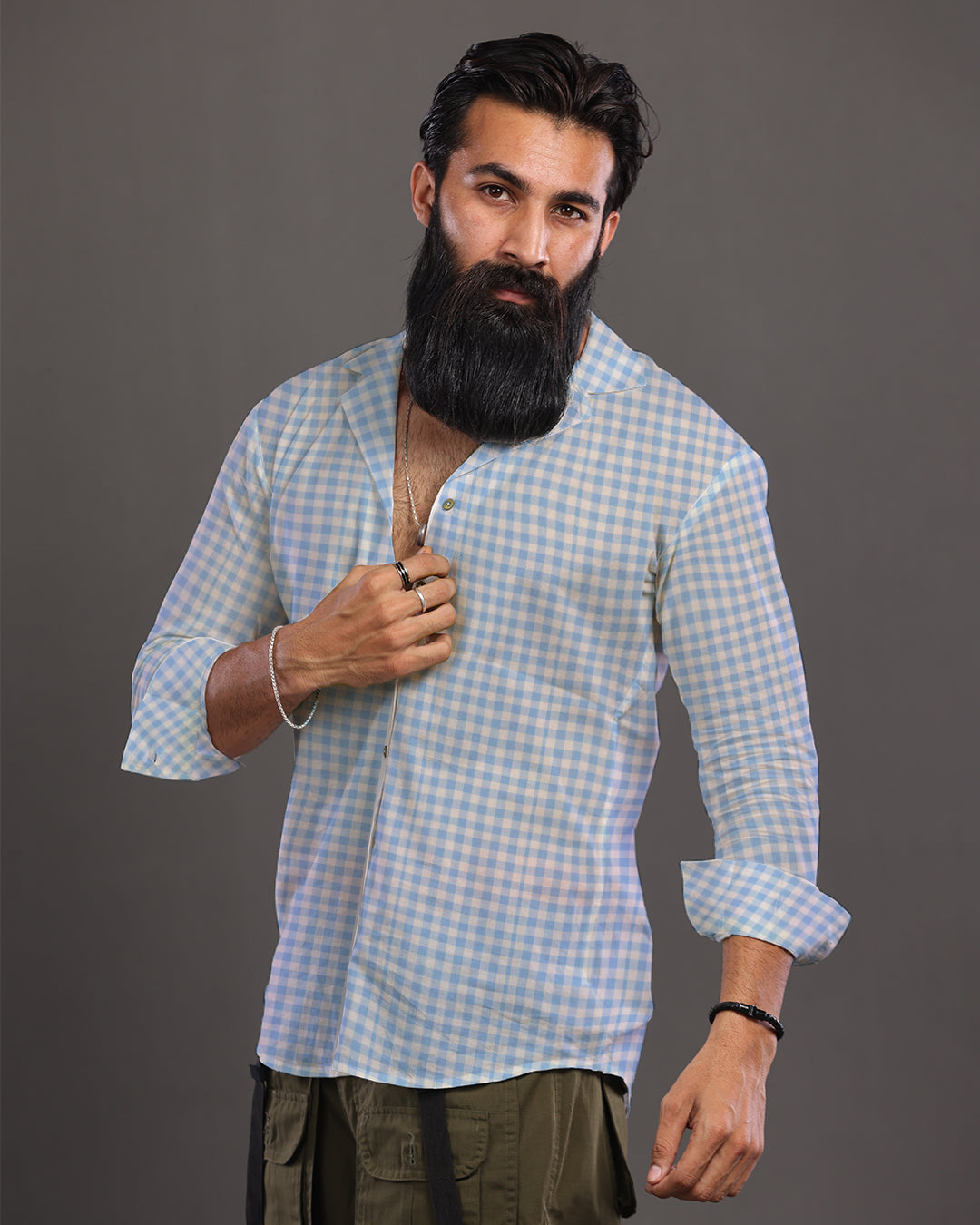 Gingham Aqua chic Full Sleeves Shirt