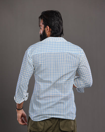 Gingham Aqua chic Full Sleeves Shirt