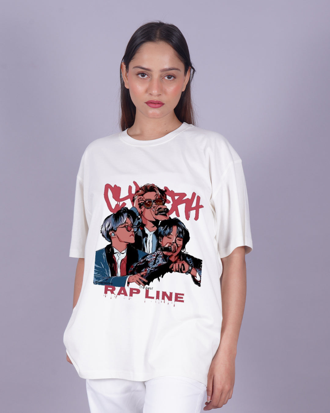 Bundle of 2 Women's BTS Oversized T-shirts: RM & Rapline