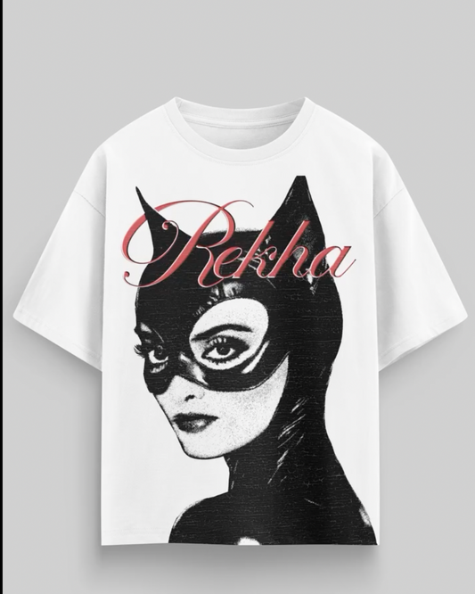 CAT REKHA  UNISEX OVERSIZED TEE -WHITE