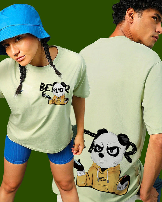 Cool Panda Mint Green Unisex Oversized Tees