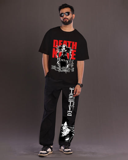 Men's Death Note Oversized Co-Ord Set - Black and Black
