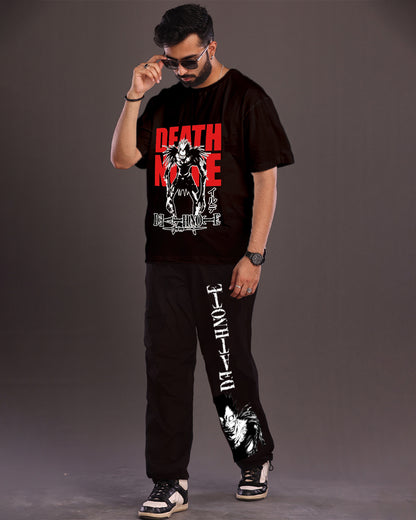 Men's Death Note Oversized Co-Ord Set - Black and Black