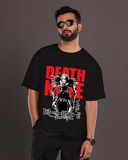 Men's Black  Oversized T-Shirt - Death Note