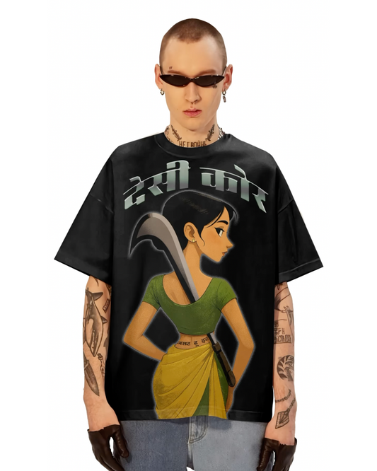 DESI CORE  UNISEX OVERSIZED TEE - BLACK