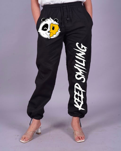 Keep Smiling Women's Black Adjustable Cargo Pants