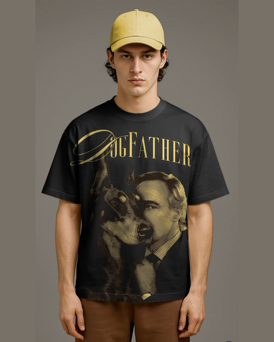 DOG FATHER UNISEX OVERSIZED TEE - BLACK