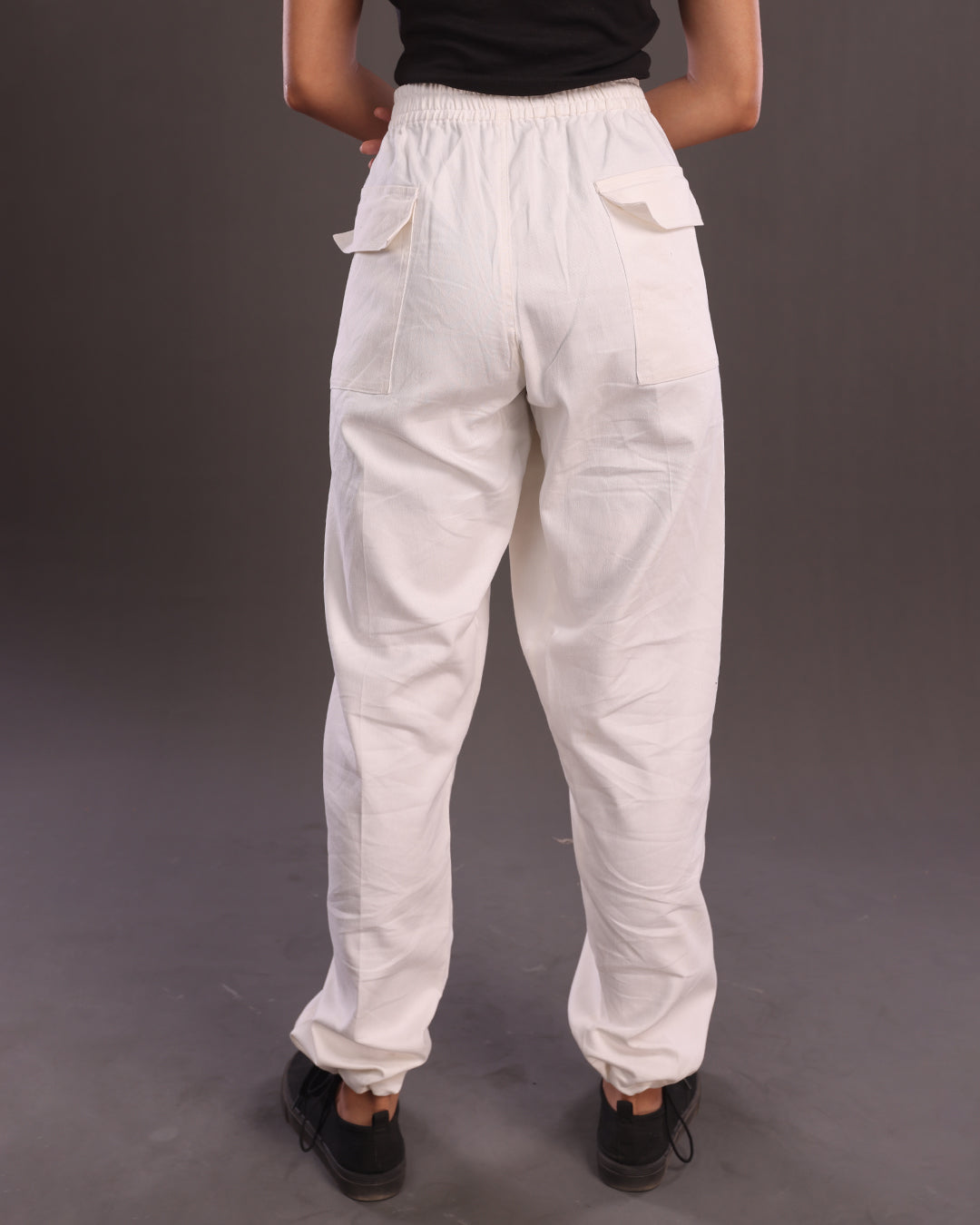 White Adjustable Cargo Pants for Women - SunnyBee