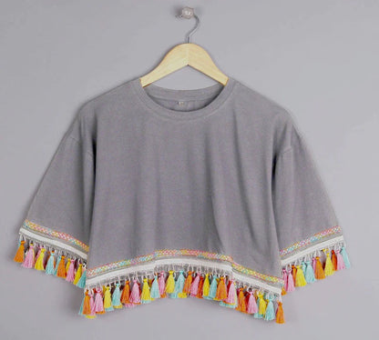 Bundle of 3 Women's Oversized Tops: Loose-Fit Tassel Style in 100% Cotton