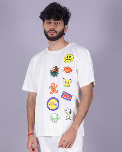 Men's Funky White Oversized T-Shirt