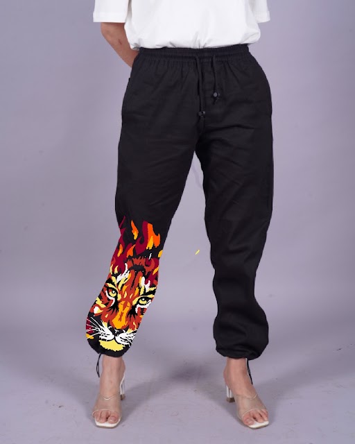 Roar with Style: Lioness' Female Black Adjustable Cargo Pants