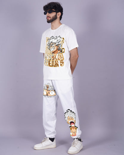 Men's Coords Oversized Set in White with Gear 5 Design