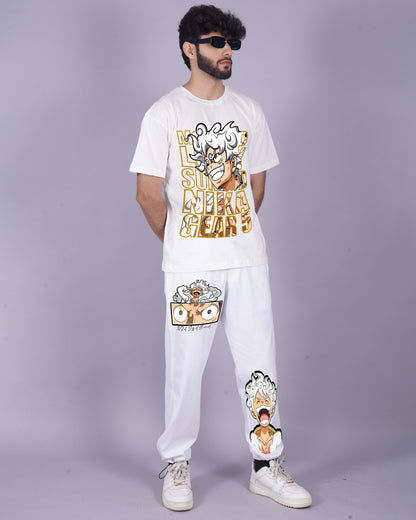 Men's Coords Oversized Set in White with Gear 5 Design