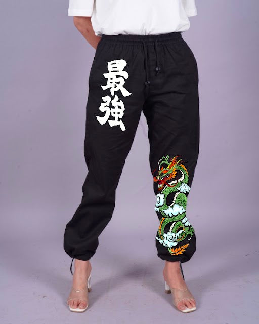 Women Black Adjustable Cargo Pants - Snacky Dragon